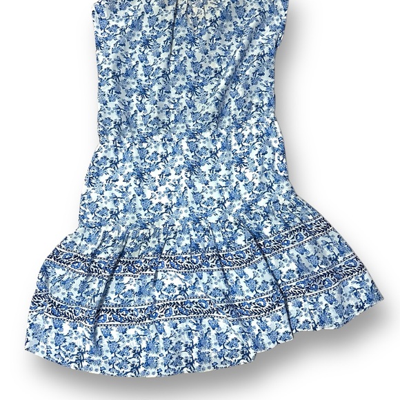 Rebecca Taylor Aimee Floral Silk Mini Shirt Dress Blue White Size 0 - Picture 9 of 12